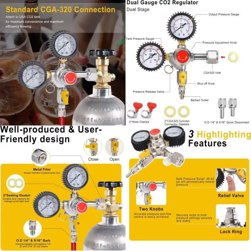 Двухрежимный регулятор давлени – обзор и цена Co2 Regulator Dual Stage